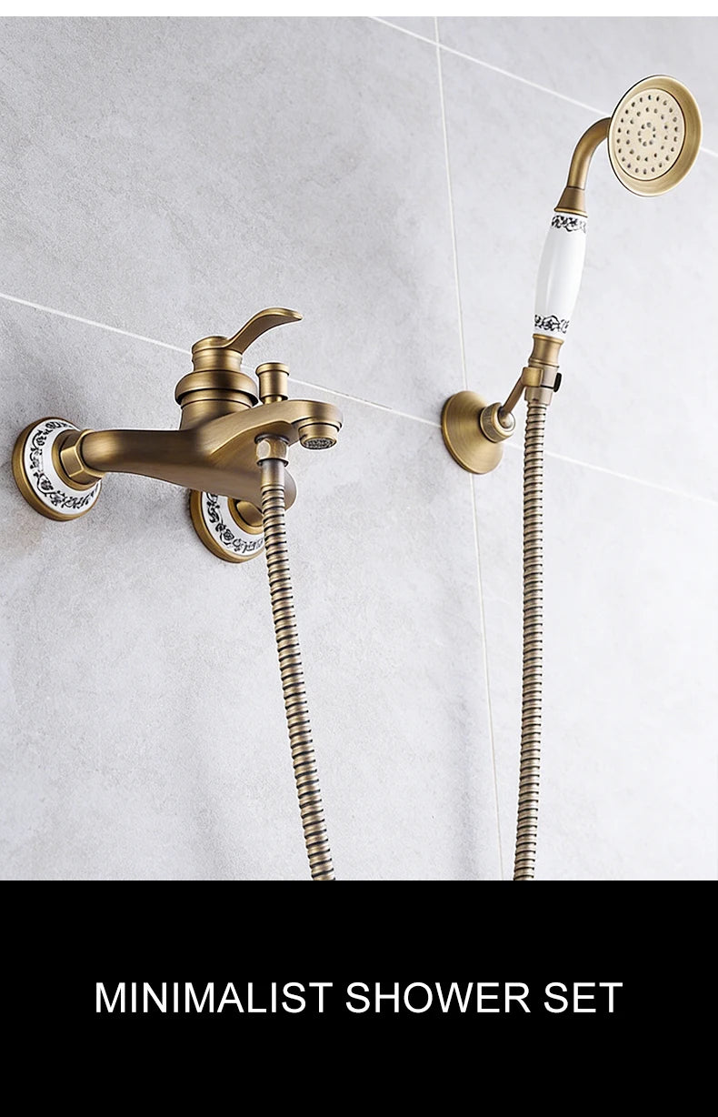 MOLI Wall mounted antique brass bronze brushed bathtub faucet with hand shower bathroom shower faucets torneiras 8306