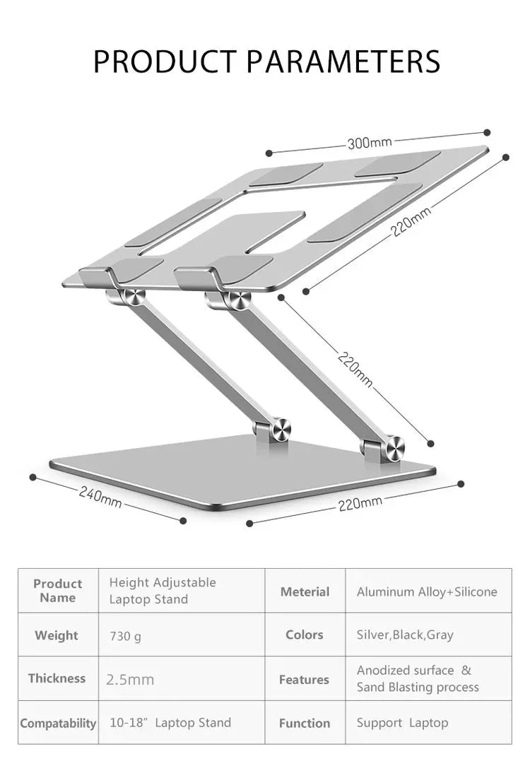 Height Adjustable Laptop Stand Compatible with MacBook Pro/Air 7-17.3 Inch Laptop Aluminum Laptop Stand Foldable dj Laptop Stand