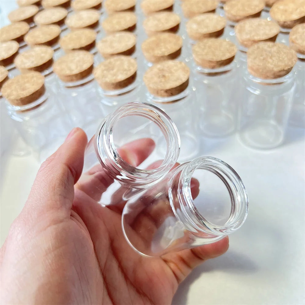 8/30 Pcs 40ml Glass Dried Flower Bottle Cork Tiny Glass Jars Transparent Empty Mini Containers DIY Wedding Favors Wishing Vials