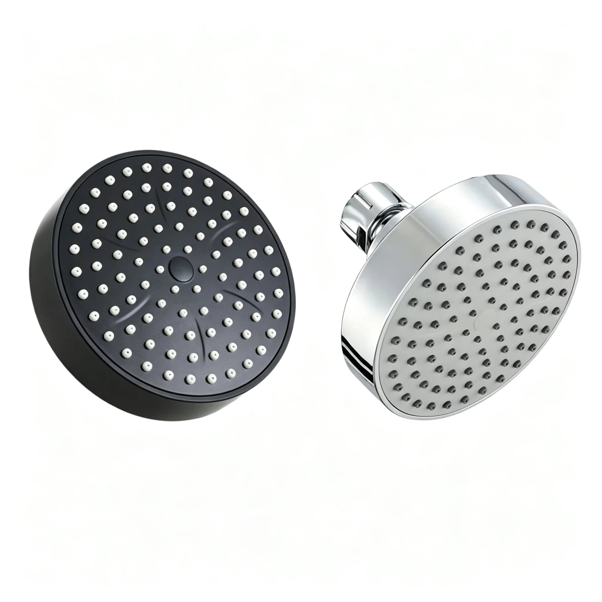 Modern Matte Black High Pressure Rainfall Shower Head with Wall Arm Large Round Fixed Overhead Spray Soft Silicone Jets