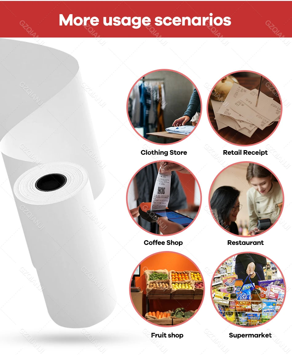 BPA free 80*30mm 40mm Thermal Receipt Paper for All Mini 3 inch Inkless Wireless Thermal POS Receipt Bill Printer Paper Roll