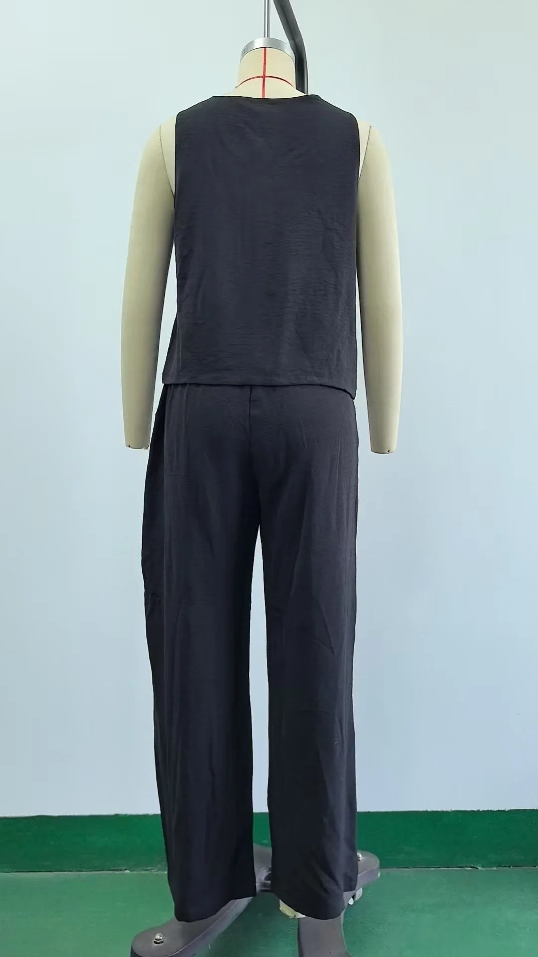 Fashion Single Breasted Vest Women's Trousers 2-piece Set Summer Elegant Casual Loose Wide-leg Pants Pocket Female Office Suit