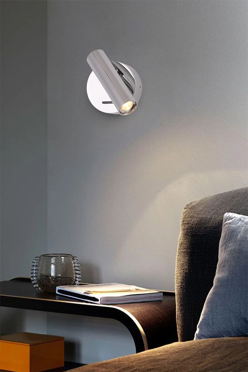 LED Wall Lamps with Switch Rotatable Adjust Aluminum 3W Spotlight Bedside Reading Light Hotel Bedroom RV Sconce Light Fixture
