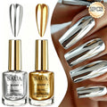 Silver Metallic Nail Polish—Quick-Drying, No UV Lamp Required, Mirror-Like Finish; the Perfect Choice for a Holiday Gift.