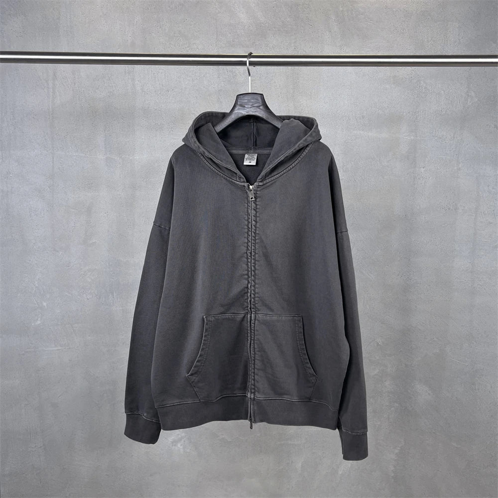 ZODF 2025 Autumn Men Heavy Weight 480gsm Hoodies Unisex Retro Washed Terry Cotton Distressed Hooded Coats HY1110