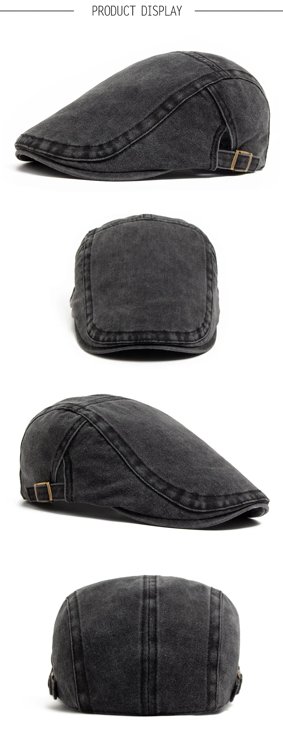 Spring Summer Watered Denim American Casual Retro Beret  Washed Old Street Forward Hat British Painter Newsboy Cap Visor