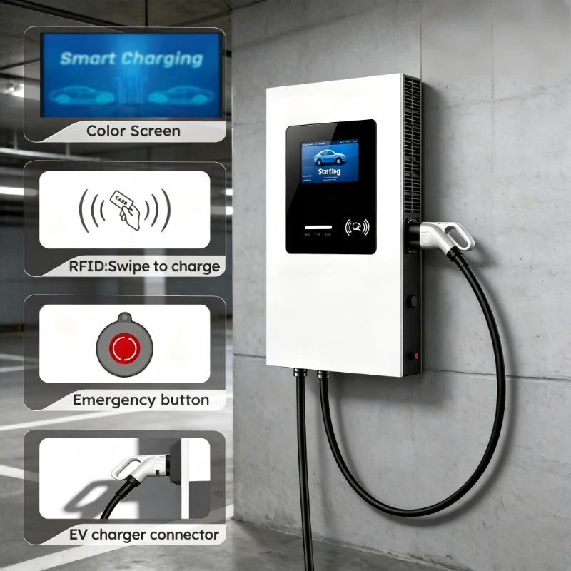Electric Car Charger 30kw 40kw 60kw GBT CCS1 CCS2 DC EV Fast Charger EV Charging Station Built-in RCD Protection IP54