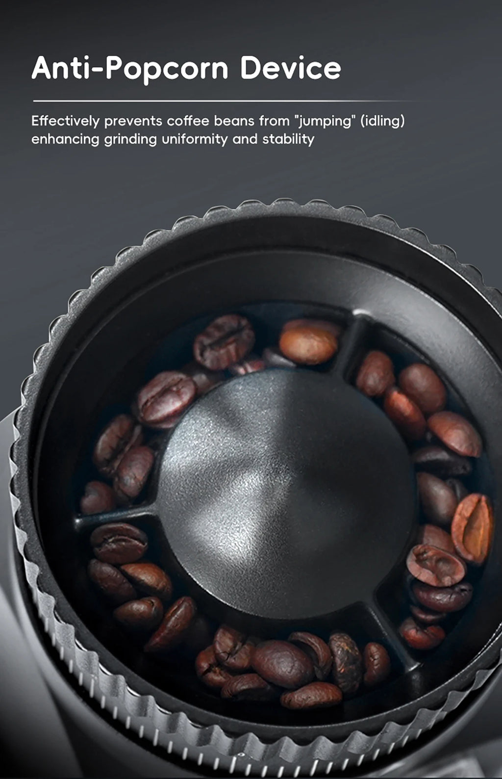 STARSEEKER E64 Electric Coffee Grinder 64MM Espresso Titanium Flat burr Stepless Fineness Adjustment Home Bean Grinder Black