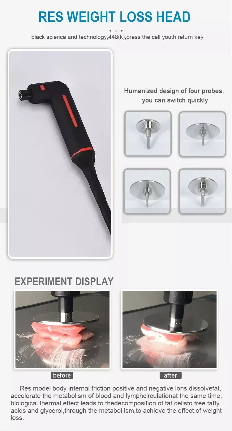 Thermal System CET RET Smart Diathermy Machine Indiba Tecar Physiotherapy 448khz ER45 Body Shaping