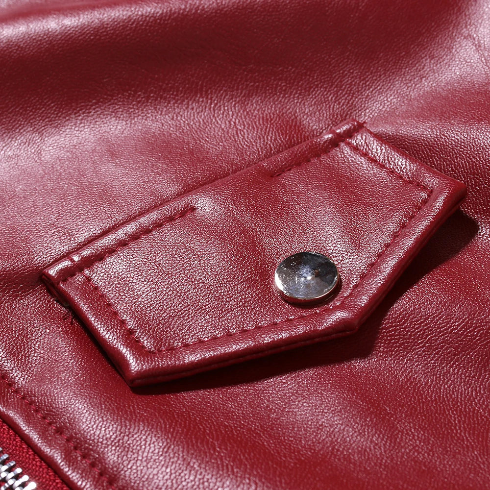 2023 Men's Autumn and Winter Lapel Leather Jacket Business Casual Oblique Zipper PU Leather Motorcycle Leather Jacket
