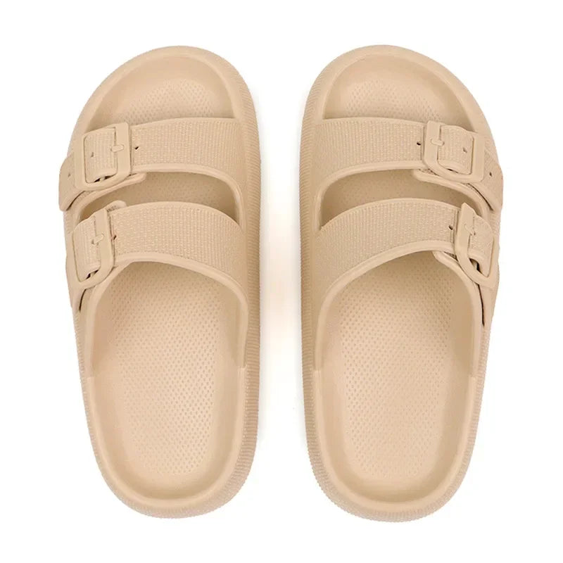 Women Summer Adjustable Sandals Bathroom Home Slippers Outdoor Beach Slides Cloud Casual Soft Flip Flops Non Slip Men Male House