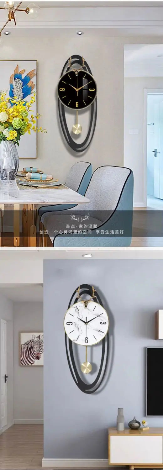 Creative trend home fashion wall hanging clock Modern simple light luxury living room atmosphere hanging clock wall decoration