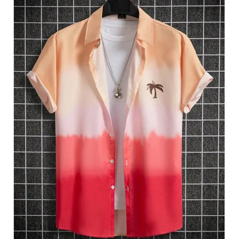 2026 Hawaiian Men'S Shirt 3d Gradient Printing Loose Oversized Shirts and Blouses High-Quality Clothing Beach Party Sweatshirts