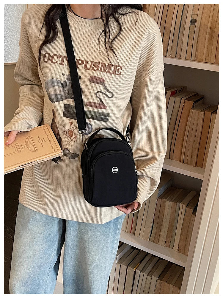 Casual Oxford Fabric Mobile Phone Bag Women's Crossbody Bag Lightweight Trendy Single Shoulder Canvas Bag for Walking