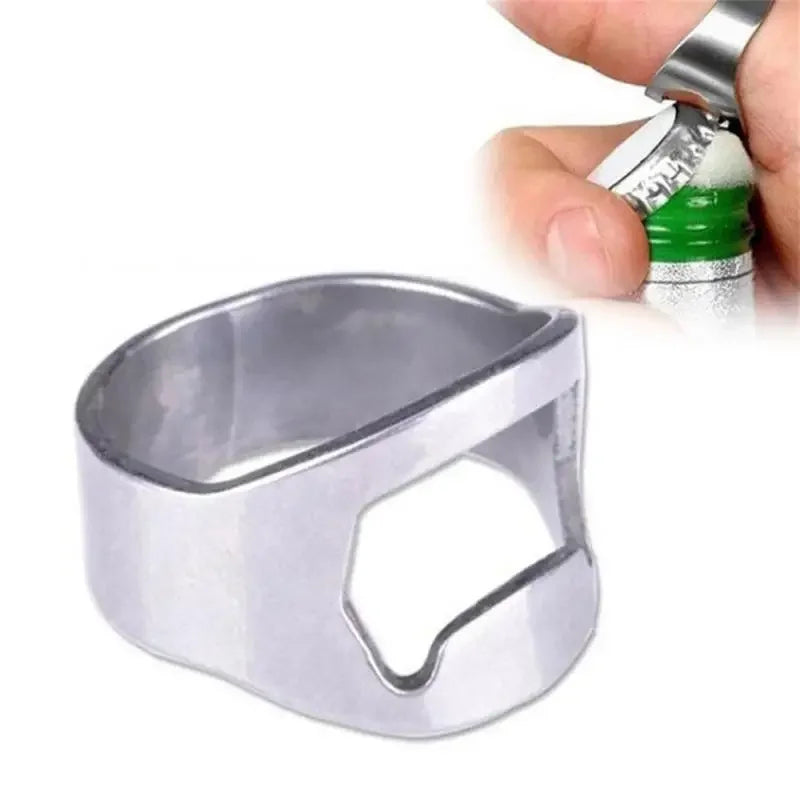 Mini Can Opener Stainless Steel Bottle Opener Ring-shape Bottle Beer Opening Remover Kitchen Gadgets Bar Finger Opener Tools
