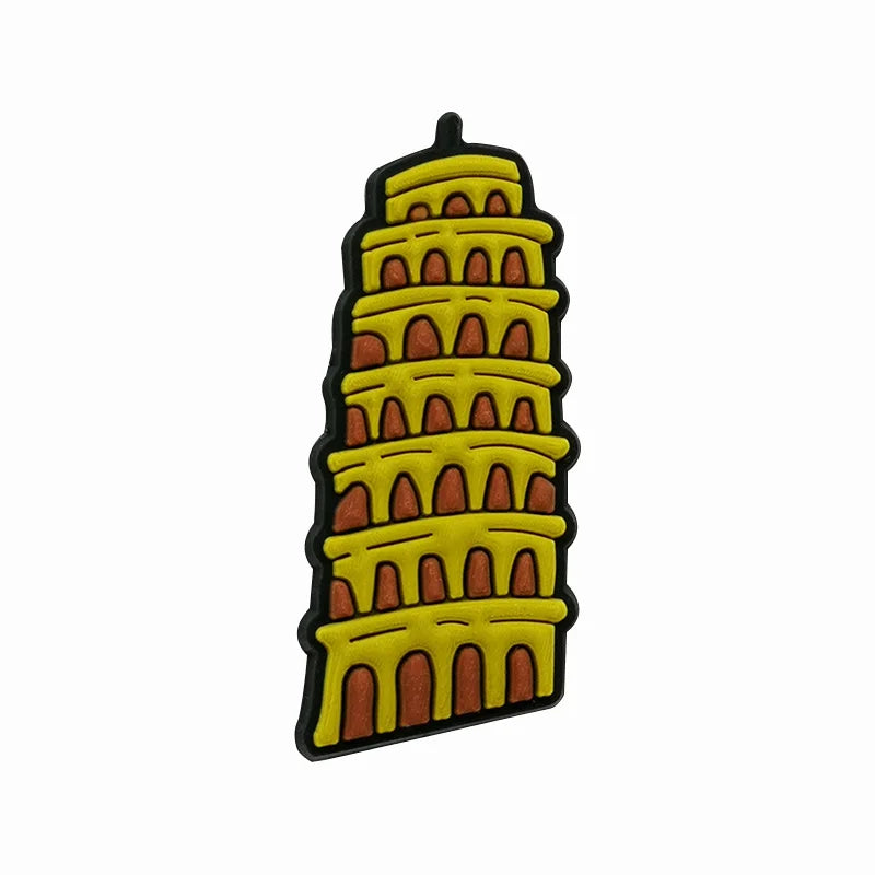 1/25pcs World Travel Shoe Charms Eiffel Tower Shoe Decorations Leaning Tower of Pisa Statue of Liberty Garden Sandals Accessory