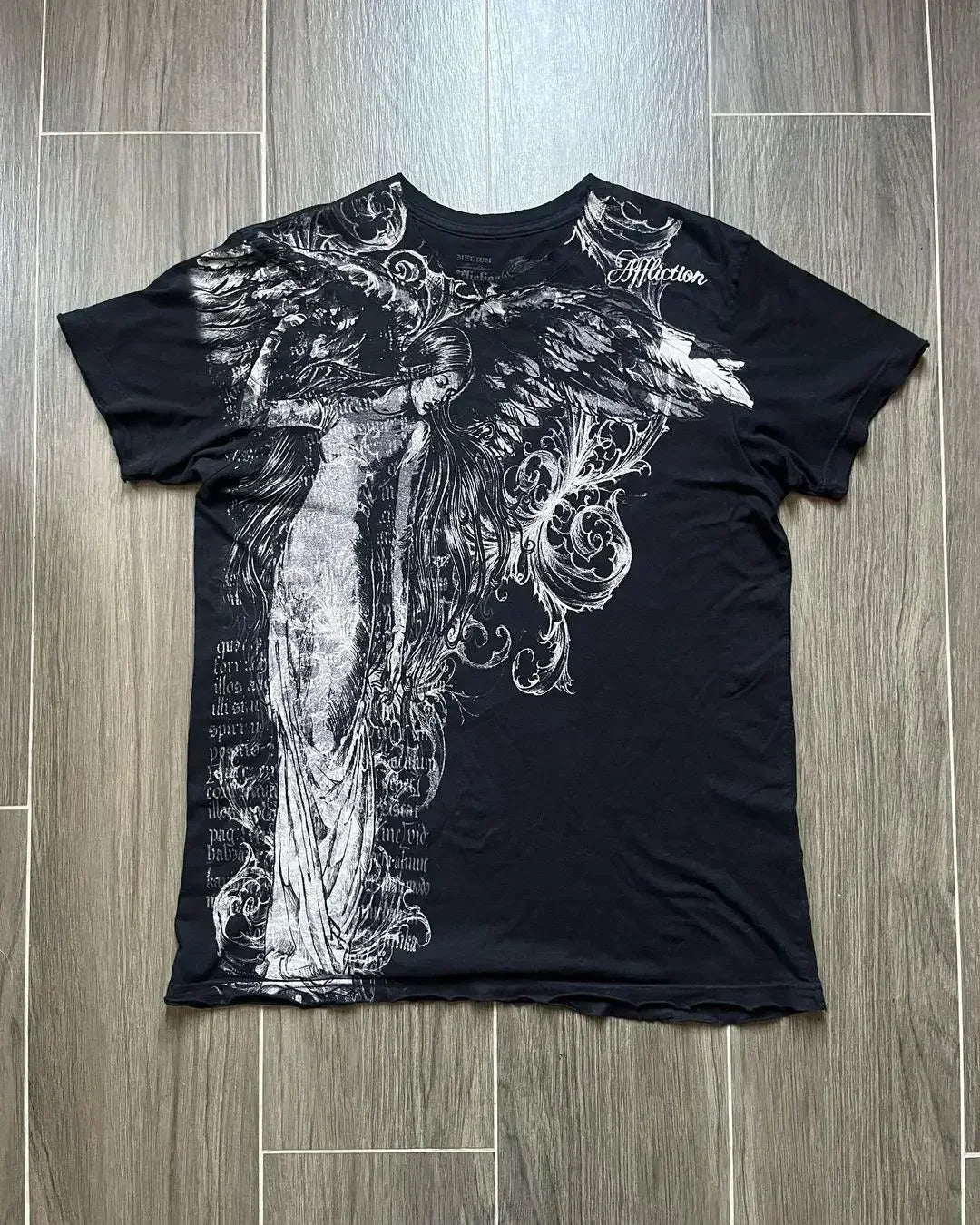 Affliction New Men Polo shirt Skull Graphic Harajuku Round Neck Oversized T Shirt Short Sleeve Tops Gothic Clothing Street Wear