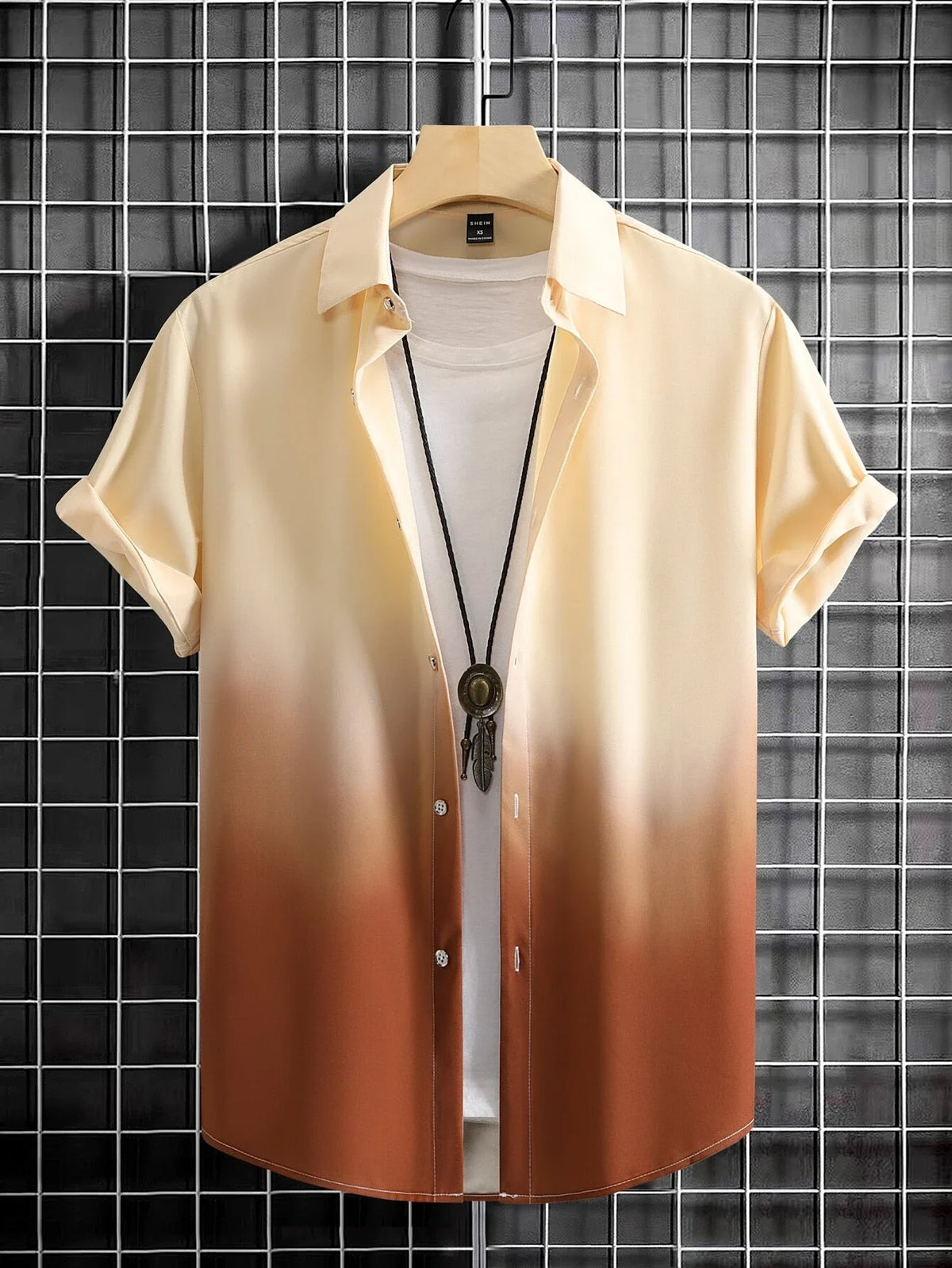 Hawaiian Men's Short Sleeved Shirt with Summer Gradient Design, 3D Graphic Printing, Loose Oversized Lapel Casual Shirt