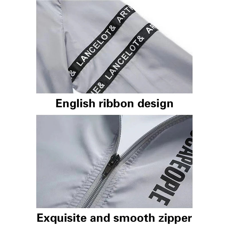 Summer Sun Protection Clothing Men's Casual Waterproof Quick-drying Bicycle Hooded Jacket Plus Size Hiking Thin Skin Windbreaker