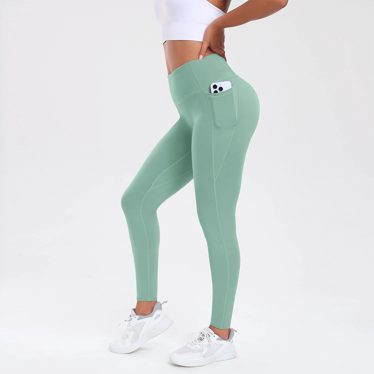 Women Butt Lifting Fitness Leggings With Pockets Tummy Control Sports Pant High Waist Fitness Tights Gym Clothing Sportswer