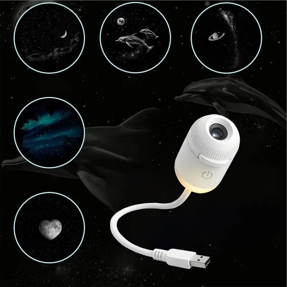 USB Car Atmosphere Projector Light Car Interior Ambient Light LED Starry Star Light Party Decor Romantic Saturn Galaxy Light