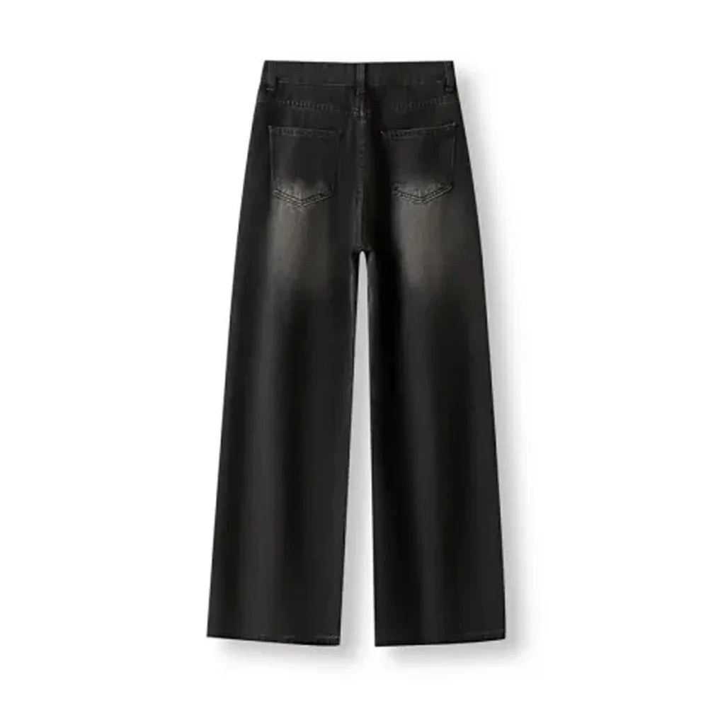 Slimming High-waisted Jeans For Women Pear-shaped Loose-fit Straight-leg Bell Bottoms Plus-size Female Denim Trousers