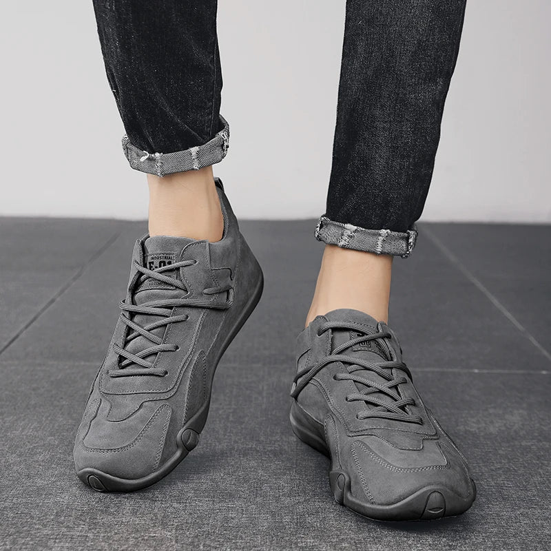 Men's Sneakers Soft Soled Spring Breathable Men's Work Shoes Flat Bottomed Non Slip Sports Lace Up Casual Board Shoes 2025