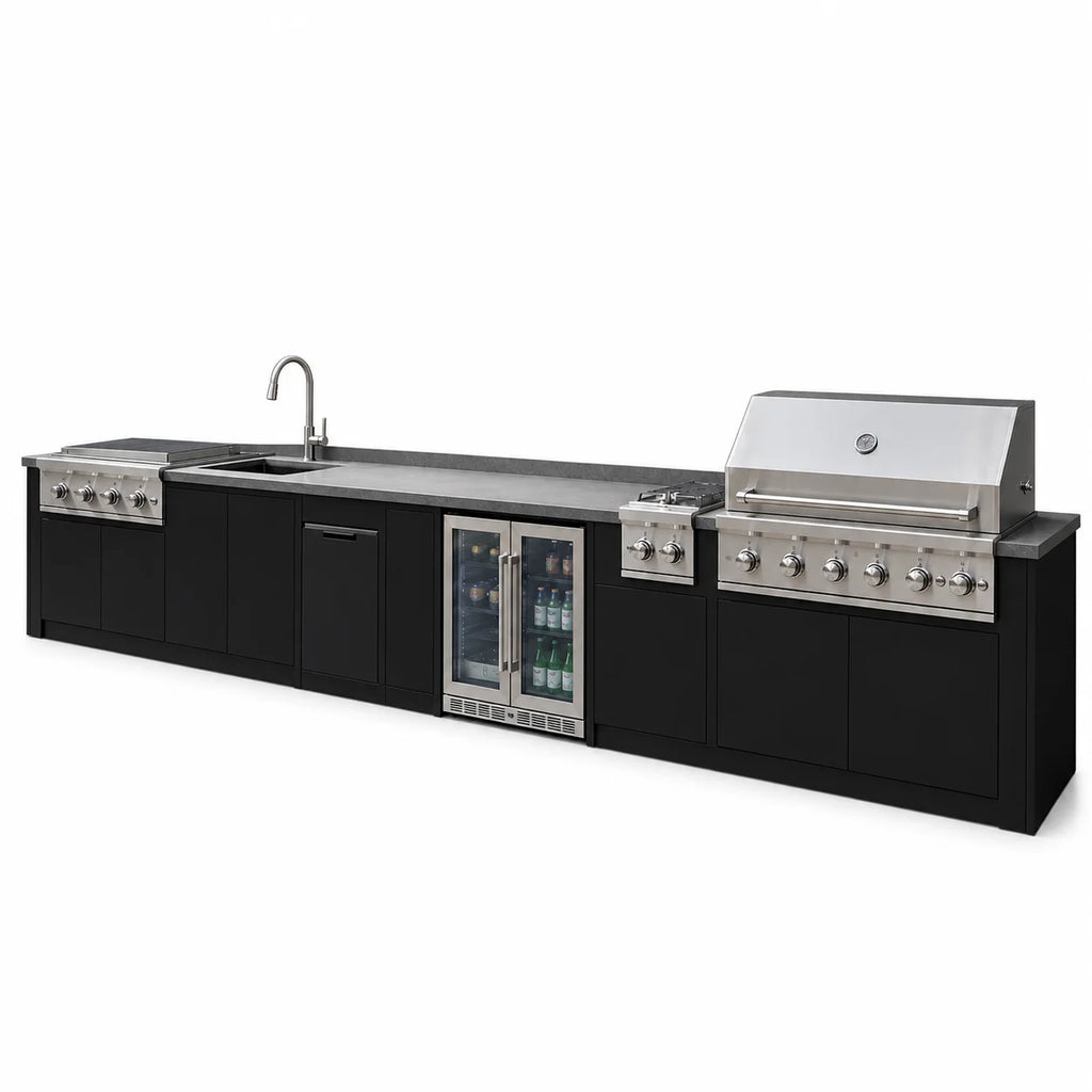 Custom 304 Stainless Steel Outdoor Kitchen Island Modular Patio Outdoor Cooking Grill Cabinet with Sink for Courtyard & Terrace