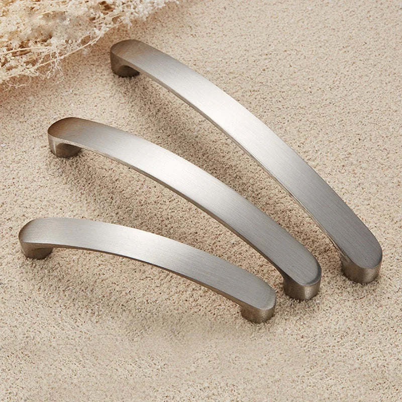 Modern Cabinet Handles Kitchen Door Handles Drawer Knobs Aluminum Alloy Wardrobe Door Handles Brushed Modern Style Hardware