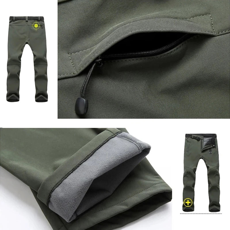 Winter Pants Men Soft Shell Fleece Warm Long Trousers Casual Sports Outdoors Sports Tactical Cargo Windproof Windproof Keepwarm