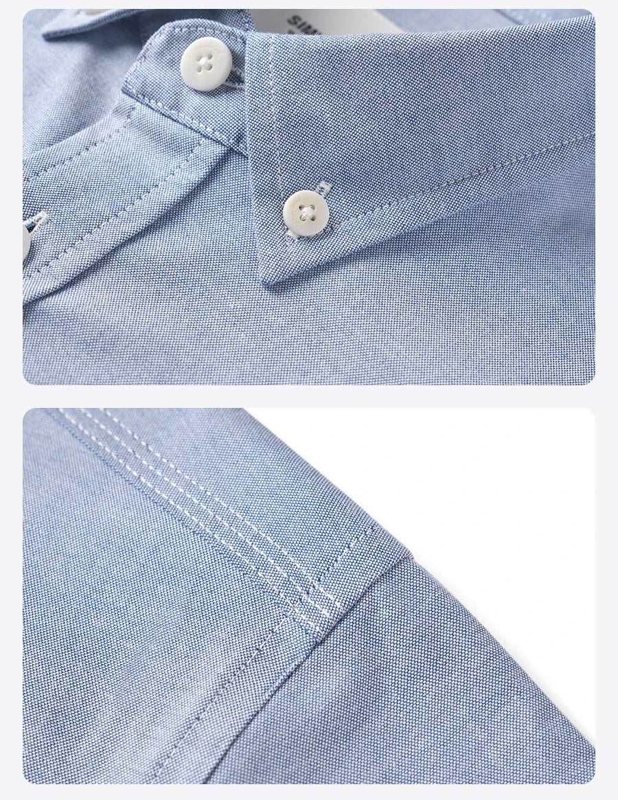 SIMWOOD 2026 Spring New Regular Fit Smart Casual Shirts Men Basic Solid Color 180gsm Oxford Fabric Shirts