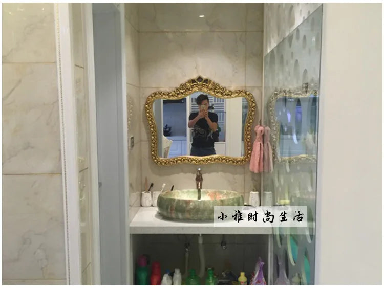 Bathroom Vanity Mirror Wall Unique European Creative Aesthetic Save Space Mirror Modern Simple Espejo Pared House Decoration