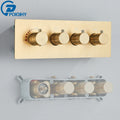 Black Thermostatic Valve 3-4 Outlet Thermostate Shower Diverter Mixer Valve Round Knobs Concealed Mixers Shower Diverter Brass