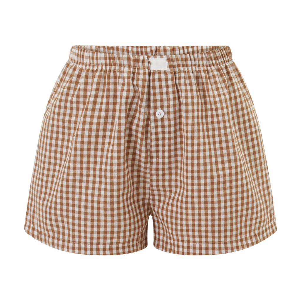 hirigin Women Y2k Gingham Boxer Shorts Stripes Button Elastic Waist Boxers Cute Mini Bloomers Plaid Loose Fit Boy Shorts