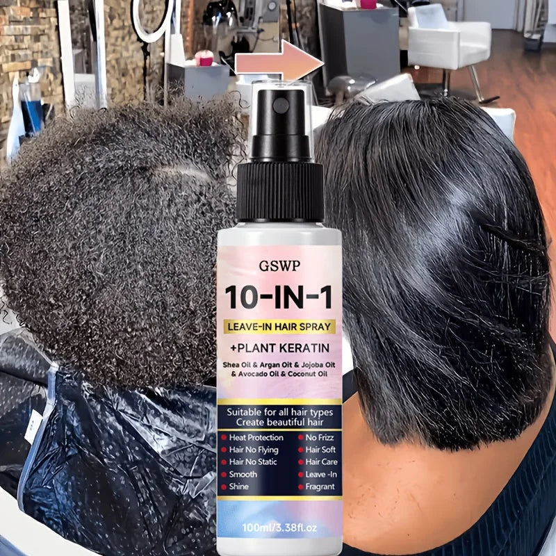 GSWP 10-In-1 Leave-In Hair Care Spray，Contains Biotin and Keratin，Heat Protection，Dry & Damaged Hair.100ml/200ml