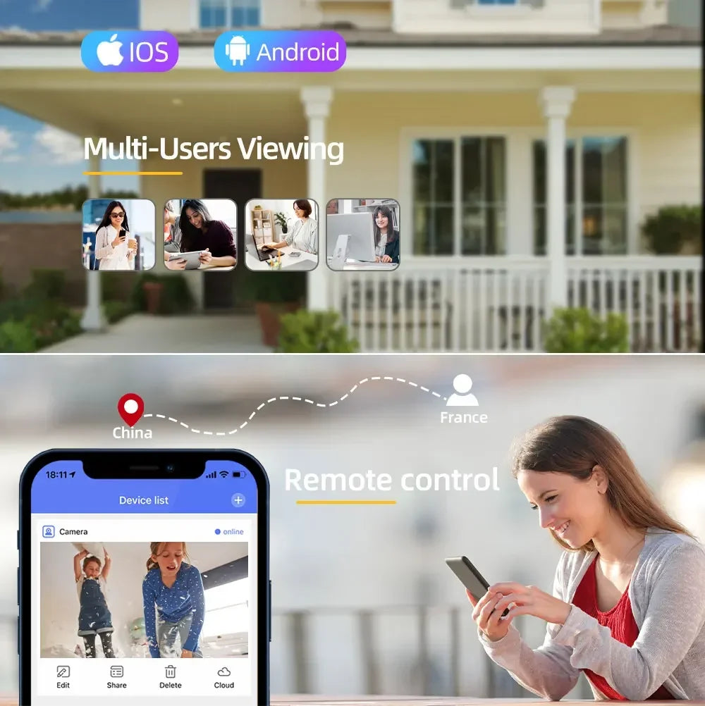 8MP Dual Lens Tuya Wifi Camera PTZ Outdoor 4K Wireless Dual Screen Security Camera Auto Tracking Monitoring ONVIF Alexa Support