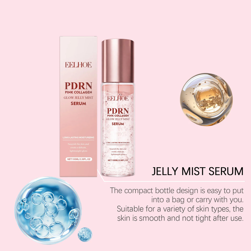 2026 PDRN Pink Collagen Glow Jelly Mist Serum Collagen Essence Spray Nourish Moisturiz Face Serum Toner Improve Drying Skin Care