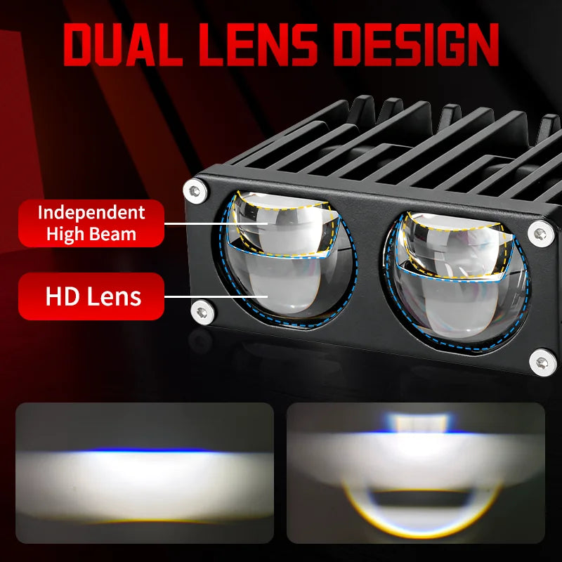 Car Headlights LED Grille Spotlight Projector Len Light 6000K 12V Super Bright Auxiliary Spotlight For Car Motorcycle SUV ATV