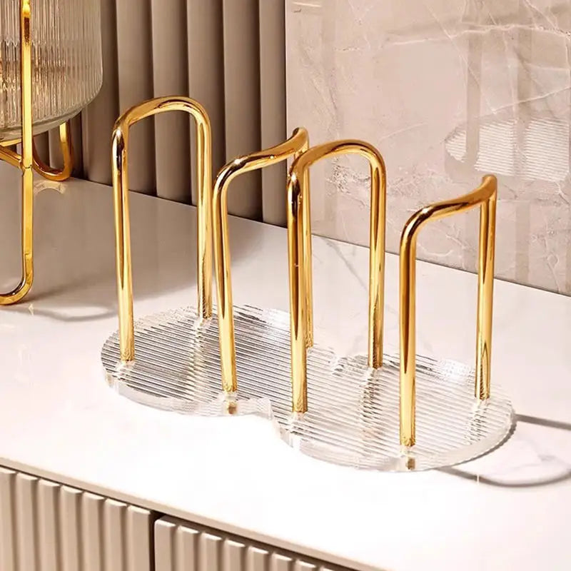Luxury Disposable Cup Storage Holder Water Tea Cups Dispenser Rack Shelf with Longer Stick Mug Display Stand Home Organizer