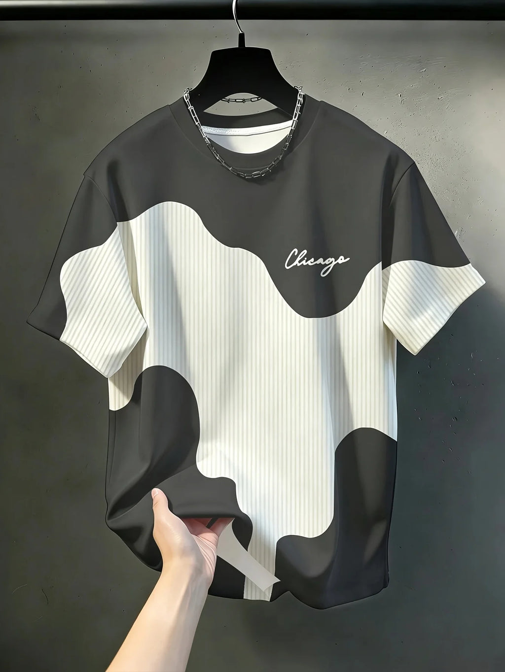 Striped Patchwork Geometric Pattern3D Print Out Sport Quick-Dry Breathable Men T-Shirt Outdoor Fashion Y2K Parent-child Clothing