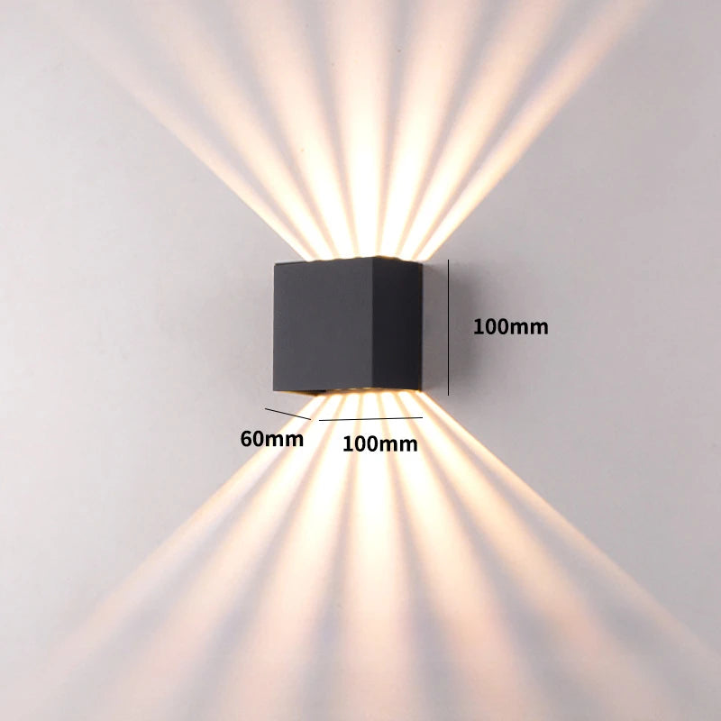 Modern Outdoor Wall Light Decoration Sconces Waterproof Balcony LED Lighting Fixture Black Sqaure Up Down Light Adjustable Angle