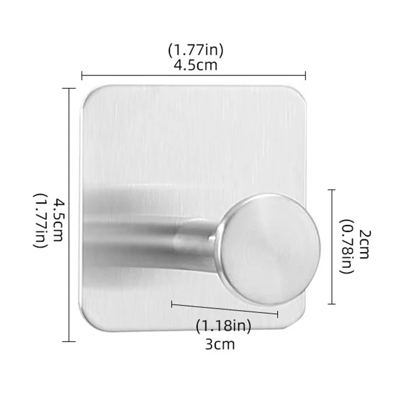 Towel Hooks Extra Sticky Stainless Wall Coat Racks Rustproof Hook Holder Wall Mount Punch-free Hanger for Kitchen Bathroom Home