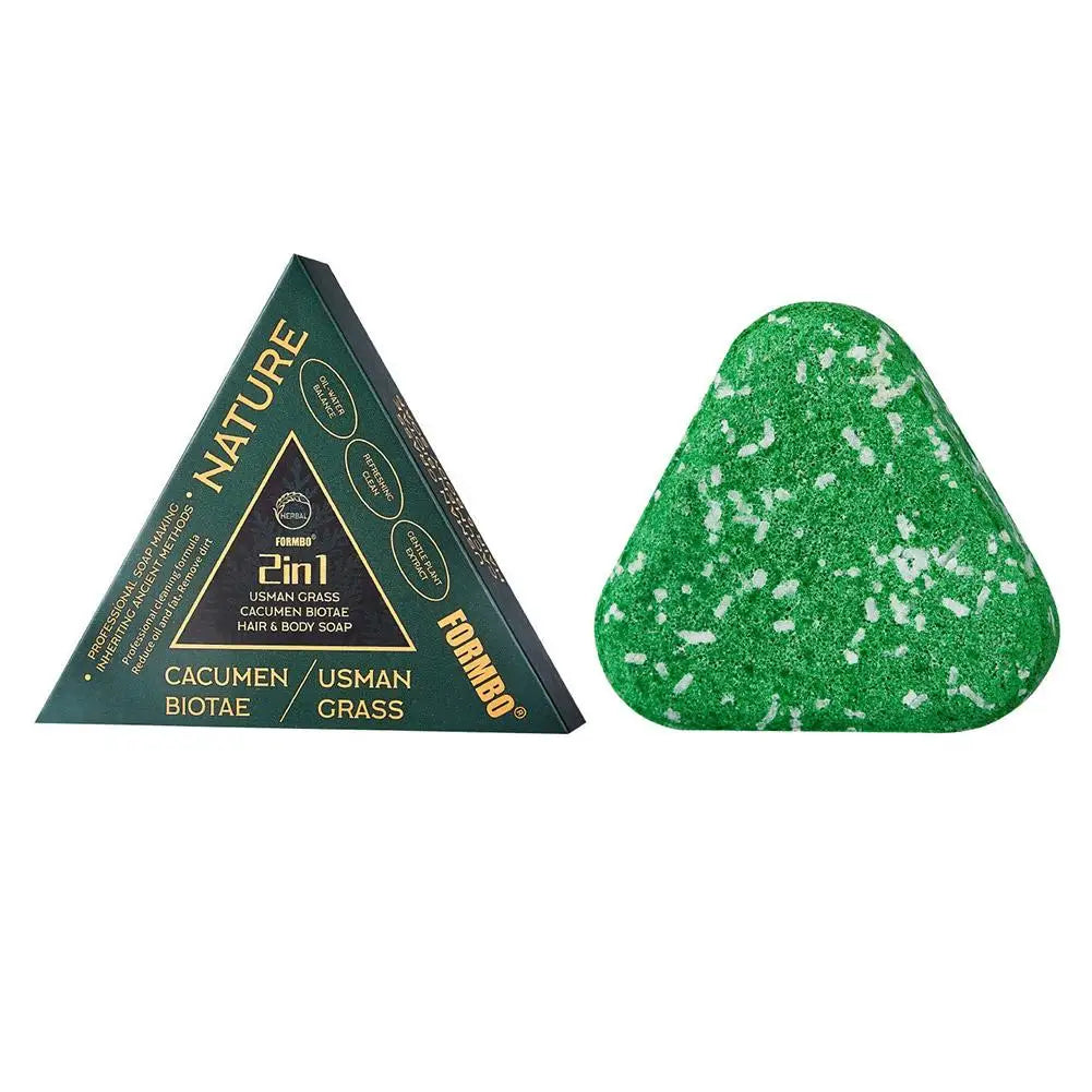 Usman Grass & Platycladus Herbal Shampoo Soap Natural Hair Treat Strengthens Roots Controls Oil Cleanses Scalp Hair Care