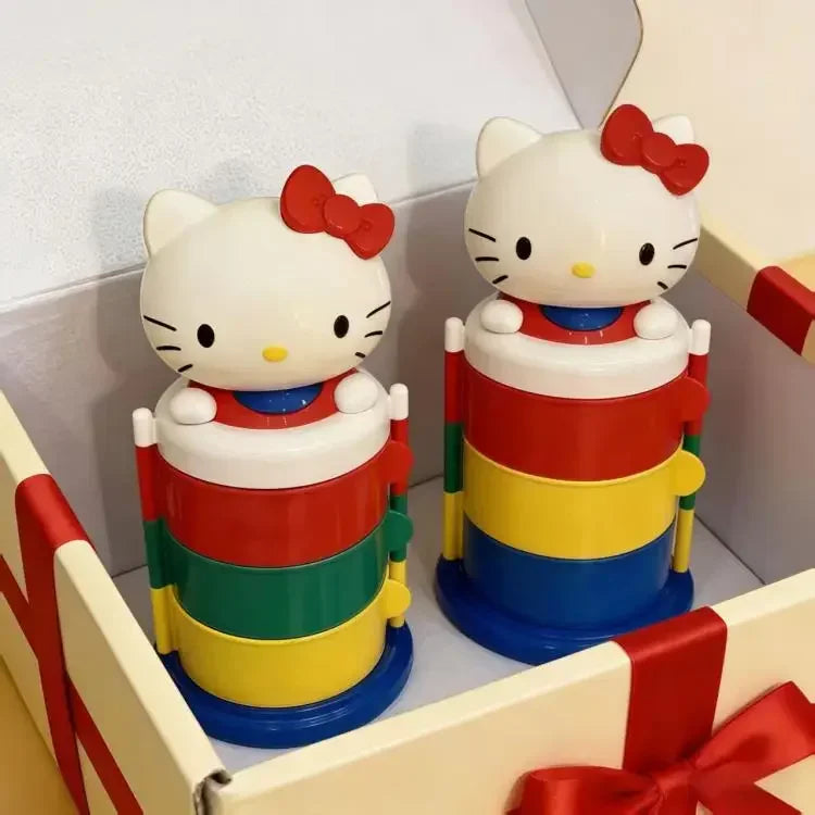 Hello Kitty Organizer Box Kawaii Rotating Storage Box Cute Makeup Holder Three Layer Desktop Organizer