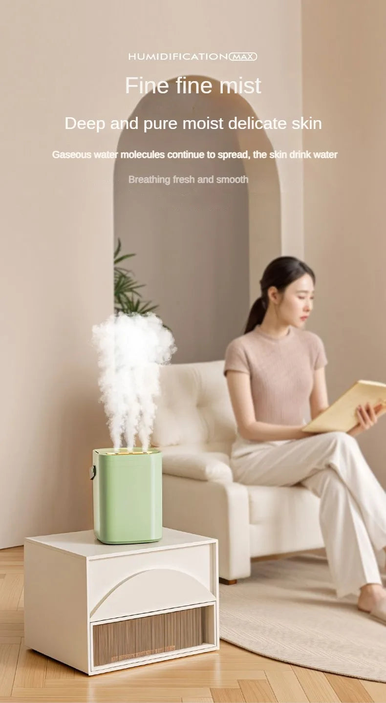 1.8L Large Capacity USB Three Nozzle Humidifier Household Air Humidifier with Aromatherapy Diffuser LED Night Light Spray Functi