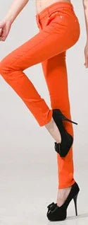 Women's Candy Color Pants Pencil Trousers Spring Autumn Elegant Office Mid Waist Pants For Women Slim Skinny Jeans Pants Female