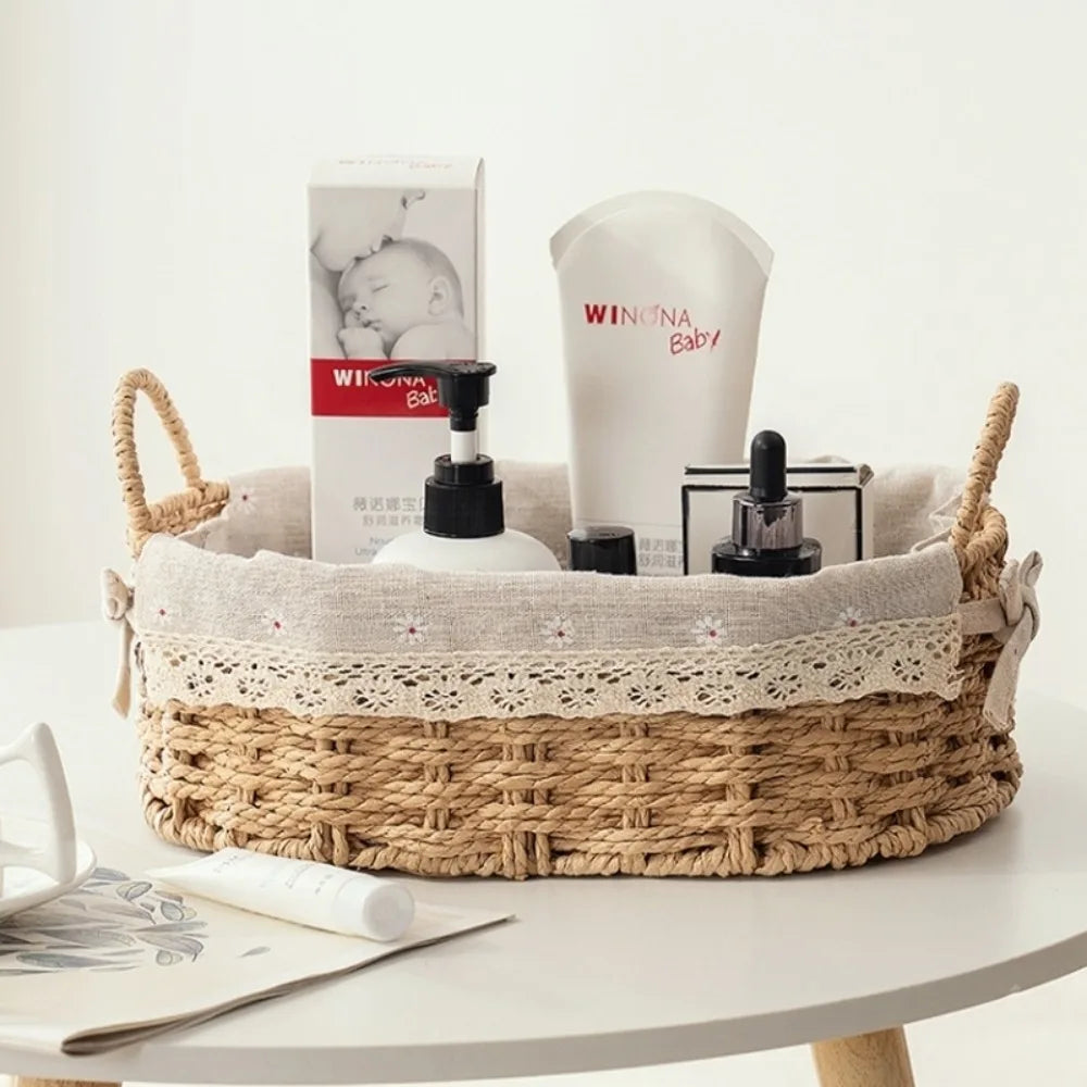 Imitation Rattan Rattan Storage Baskets Vegetable Fruit Multi-Purpose Hand-woven Baskets Toy Storage Home Decoration