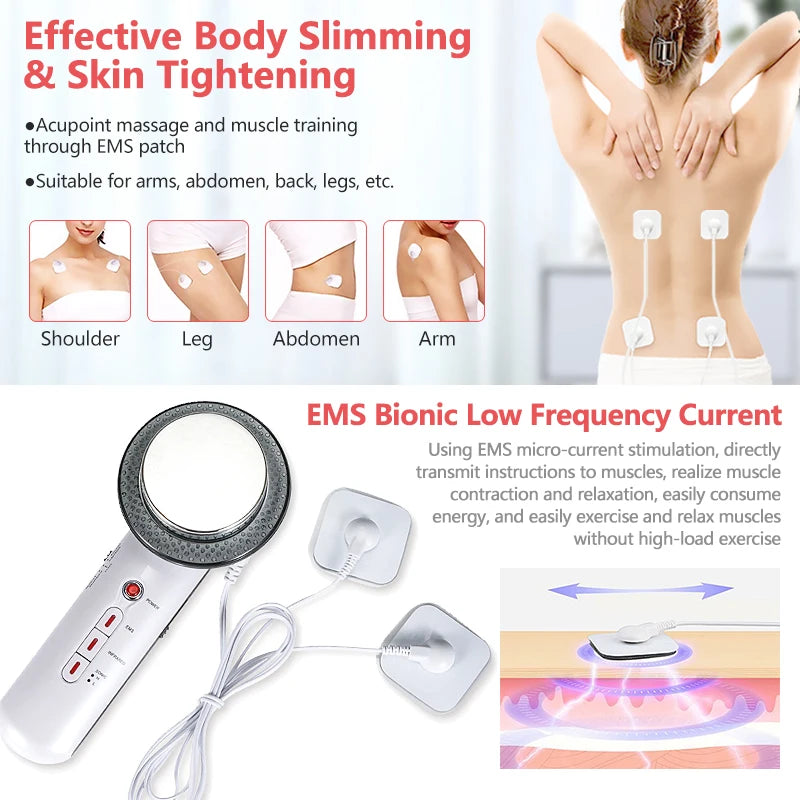 Face Reduction 3 In 1 EMS Infrared Ultrasonic Body Massager Anti Cellulite Fat Burner Weight Loss Infrared Slimming Machine