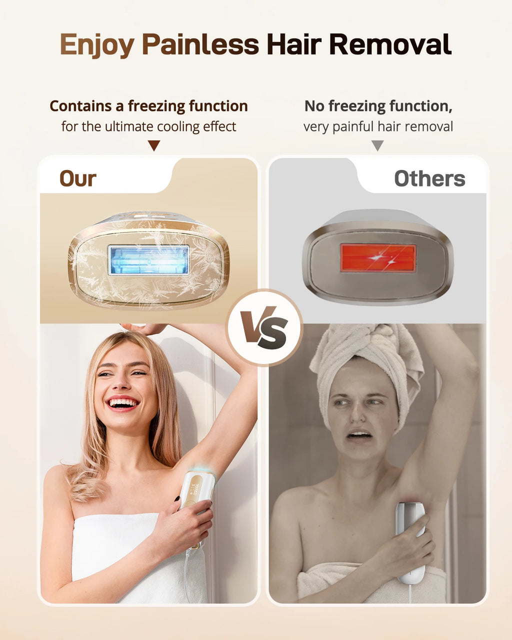 IPL Hair Removal Device Ice-Cooling 3 in 1 Painless 16J Photoepilator Permanent Whole Body Facial Bilinis Leg Home Treament For Men and Women