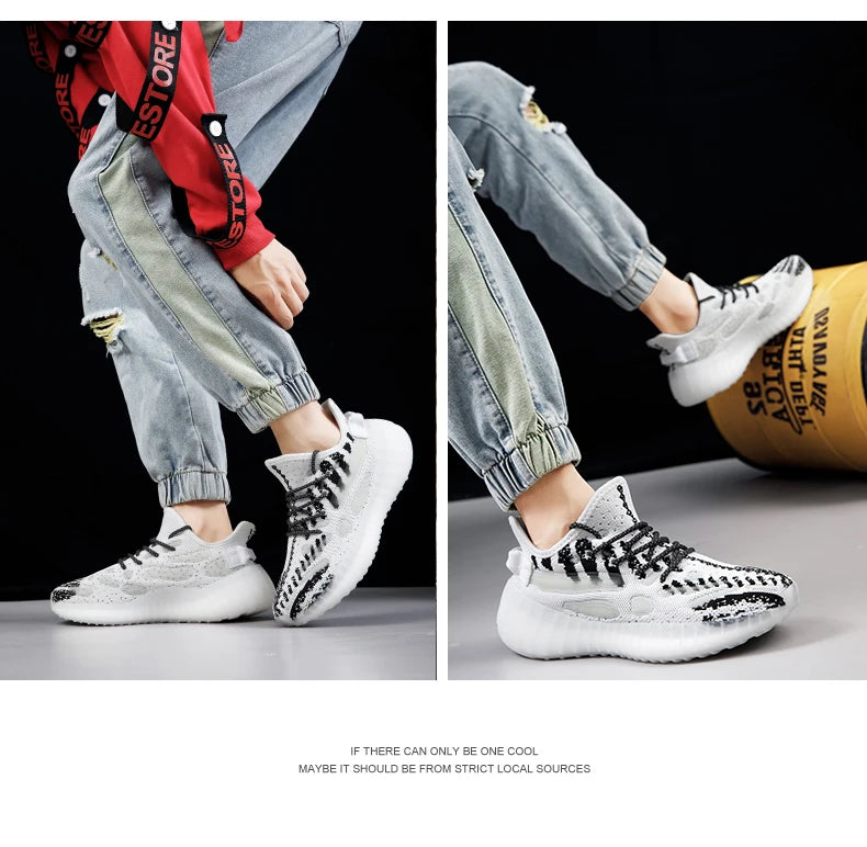 New Autumn-style Boyfriend Mesh Shoes, Breathable Casual Sports Shoes, Popcorn Sole Lightweight Running Shoes